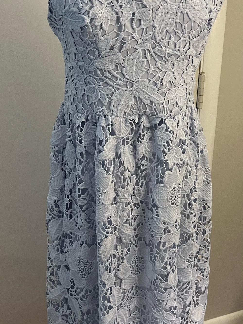 Gorgeous Periwinkle Lace Spring/Summer Spaghetti Strap Dress By Ice Sz 8 - Picture 4 of 6